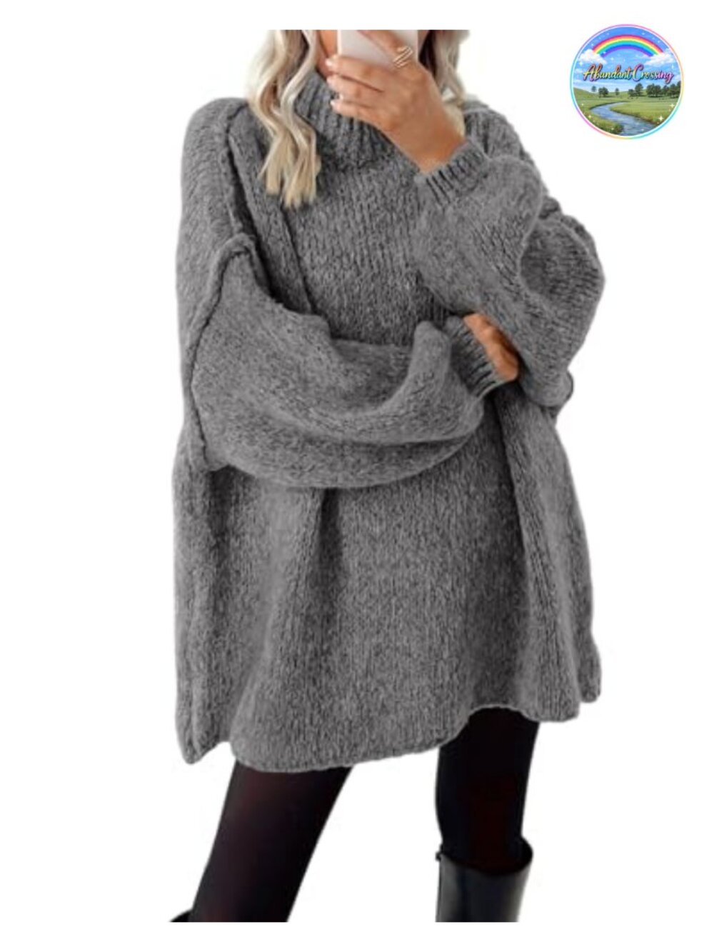 Women's Oversized Cable Knit Sweater Mock Neck Long Sleeve